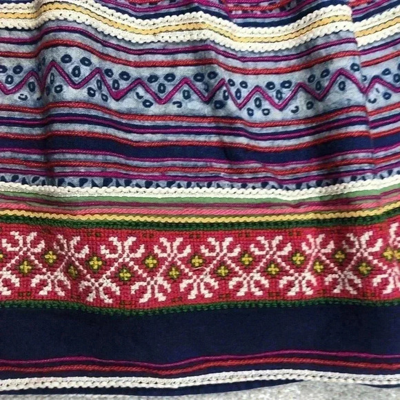 Lucky Brand Skirt Ethnic Embroidered Peasant Elastic Waist Pull On Cotton - Picture 6 of 9